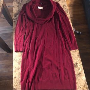 Talbots Cowl Neck Dress Long Sleeve Maroon